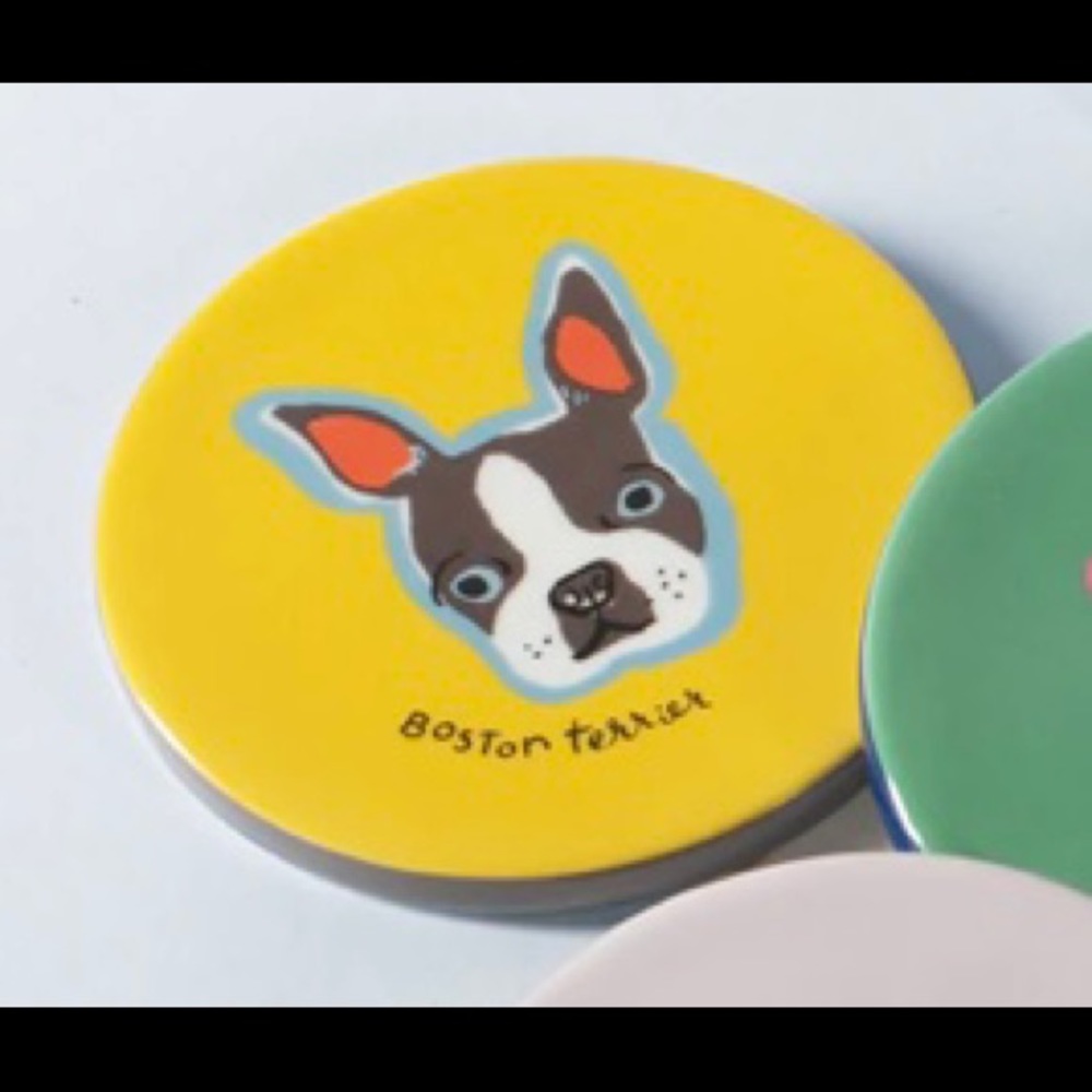 BFF Boston terrier ceramic coaster